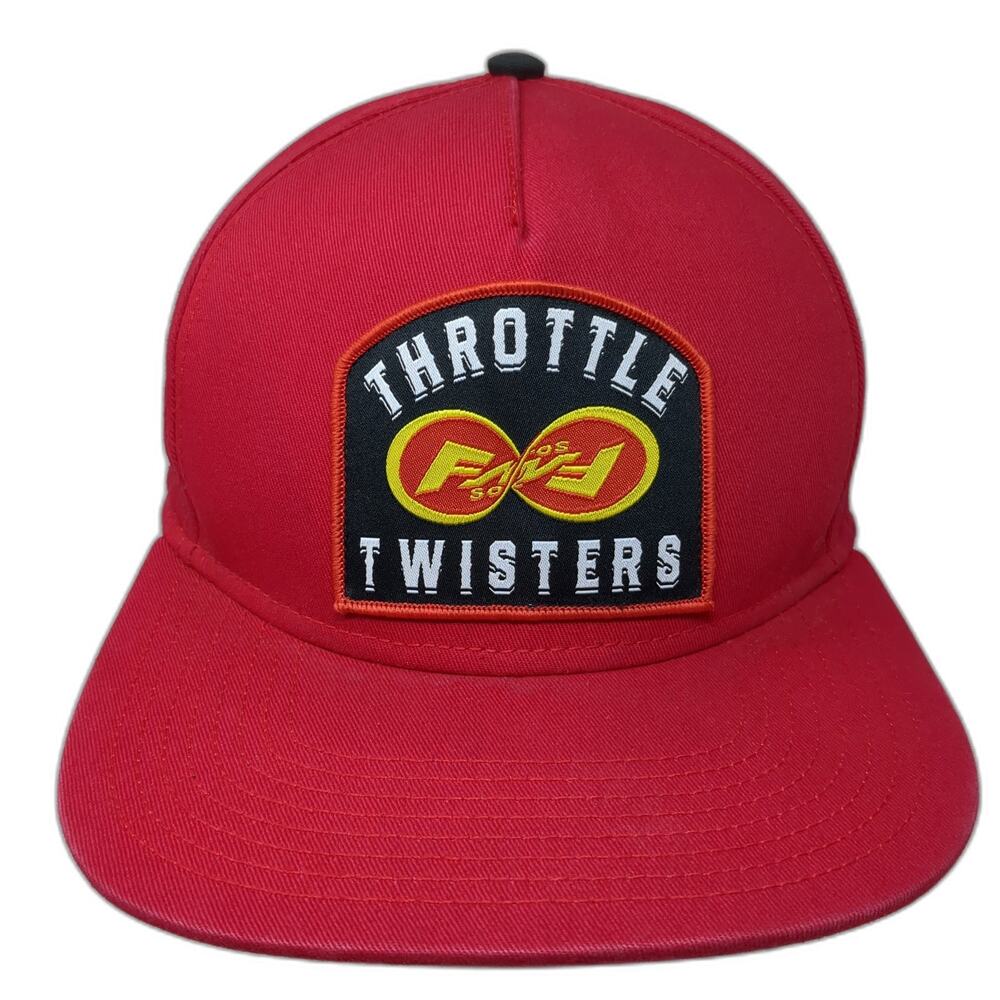 Throttle Twisters Snapback Hat Red One Size Adjustable Flat Brim FMF